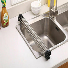 Load image into Gallery viewer, Disk drying rolling rack - Kitchen Dish Drying Rack Over Sink Roll-up Dry Drainers Stainless Steel Foldable